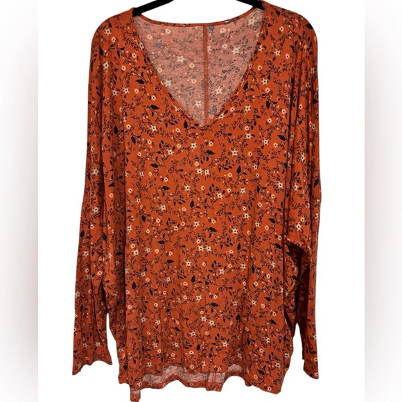 Tops - Dia & Co Orange Floral Top